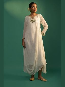 Doree By Rinkie - Women Georgette Ivory Embellished Dress