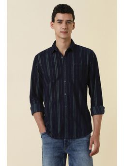 Allen Solly - Men Navy Slim Fit Stripe Full Sleeves Casual Shirt