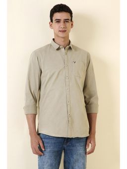 Allen Solly - Men Beige Regular Fit Solid Full Sleeves Casual Shirt