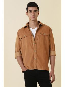 Allen Solly - Men Brown Regular Fit Solid Full Sleeves Casual Shirt