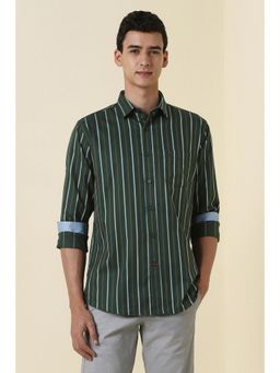 Allen Solly - Men Green Slim Fit Stripe Full Sleeves Casual Shirt