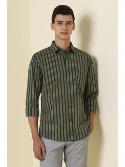Allen Solly - Men Green Slim Fit Stripe Full Sleeves Casual Shirt