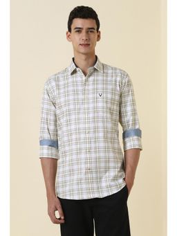 Allen Solly - Men Beige Slim Fit Check Full Sleeves Casual Shirt