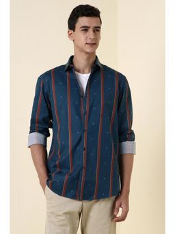 Allen Solly - Men Blue Slim Fit Stripe Full Sleeves Casual Shirt