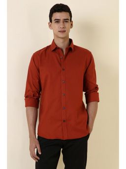 Allen Solly - Men Rust Slim Fit Solid Full Sleeves Casual Shirt