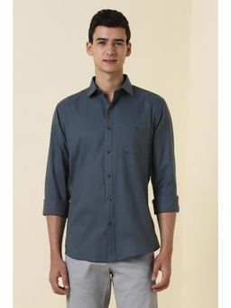 Allen Solly - Men Medium Blue Slim Fit Solid Full Sleeves Casual Shirt