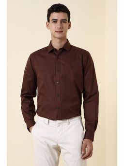 Allen Solly - Men Brown Slim Fit Stripe Full Sleeves Casual Shirt