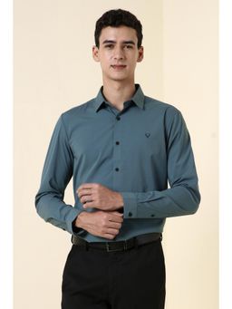 Allen Solly - Men Teal Regular Solid Full Sleeves Formal Shirt