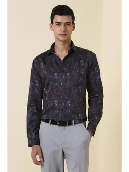 Allen Solly - Men Black Slim Fit Print Full Sleeves Formal Shirt