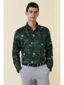 Allen Solly - Men Green Slim Fit Print Full Sleeves Formal Shirt