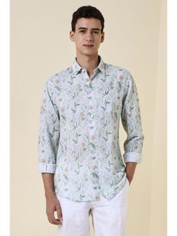 Allen Solly - Men Light Blue Regular Fit Print Full Sleeves Casual Shirt