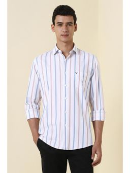 Allen Solly - Men White Regular Fit Stripe Full Sleeves Casual Shirt