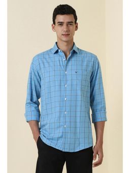 Allen Solly - Men Light Blue Regular Fit Check Full Sleeves Casual Shirt