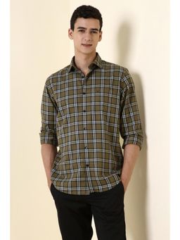 Allen Solly - Men Olive Regular Fit Check Full Sleeves Casual Shirt