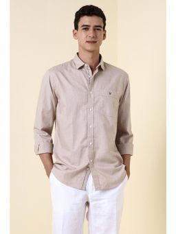 Allen Solly - Men Beige Slim Fit Textured Full Sleeves Casual Shirt