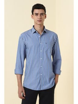 Allen Solly - Men Blue Regular Fit Stripe Full Sleeves Casual Shirt
