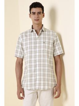 Allen Solly - Men Beige Regular Fit Check Half Sleeves Casual Shirt