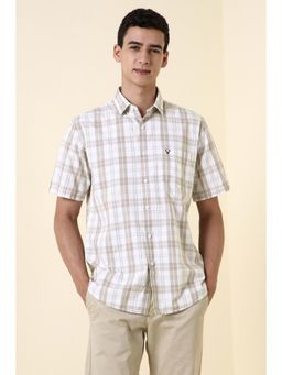 Allen Solly - Men Beige Regular Fit Check Half Sleeves Casual Shirt