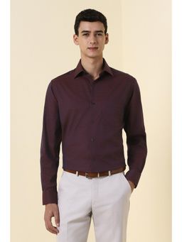 Allen Solly - Men Maroon Regular Textured Full Sleeves Formal Shirt