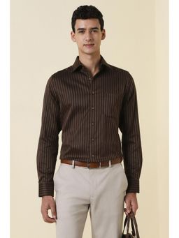 Allen Solly - Men Brown Slim Fit Stripe Full Sleeves Formal Shirt
