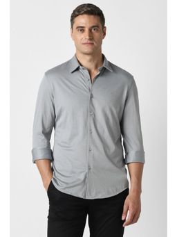 Peter England - Men Grey Slim Fit Solid Full Sleeves Casual Shirt