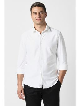 Peter England - Men White Slim Fit Solid Full Sleeves Casual Shirt