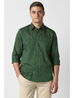 Peter England - Men Green Slim Fit Print Full Sleeves Casual Shirt
