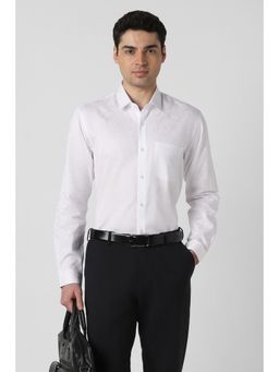 Peter England - Men White Regular Fit Paisley Full Sleeves Formal Shirt