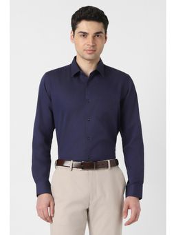 Peter England - Men Navy Slim Fit Full Sleeves Formal Shirt