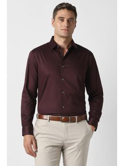 Peter England - Men Maroon Regular Fit Full Sleeves Formal Shirt