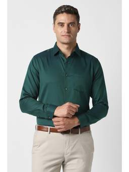 Peter England - Men Green Slim Fit Full Sleeves Formal Shirt