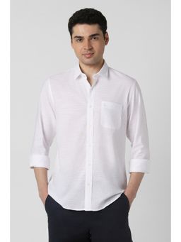 Peter England - Men White Slim Fit Textured Full Sleeves Casual Shirt