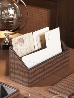 Pure Home + Living - Brown Croco Texture Faux Leather Envelope Holder