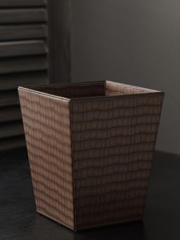 Pure Home + Living - Brown Croco Texture Faux Leather Dustbin