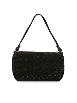 Saint G - Satin G Aria Crystal Embellished Black Leather Mini Handbags