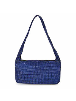 Saint G - Alma Crystal Embellished Blue Leather Mini Handbags