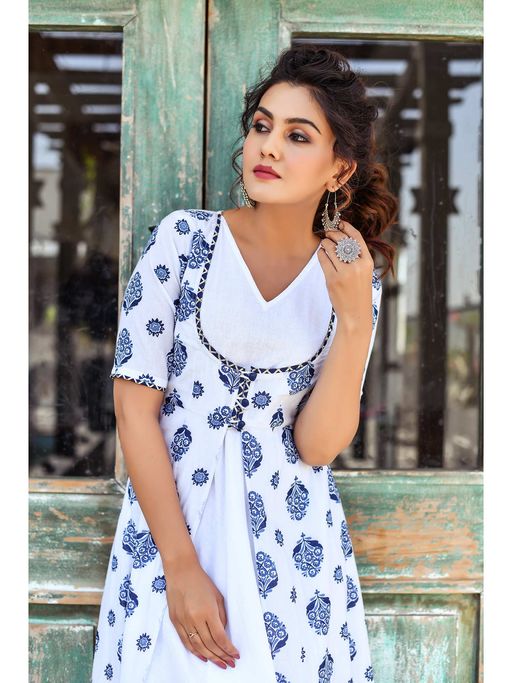 Buy Anastay Clothing White A-Line Jacket Dress (Set of 2) Online