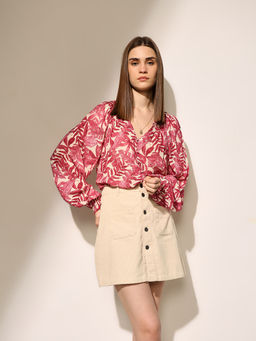 ONLY - Women Tropical Print Regular Fit Pink Top