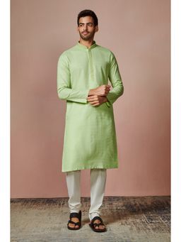 Manyavar - Green Full Sleeves Kurta with Pencil Pajama (Set of 2)