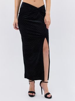 Cover Story - Black Velvet Draped Skirt