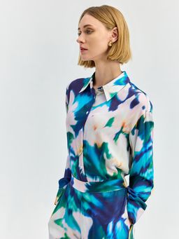 Cover Story - Blue Floral Relaxed Shirt
