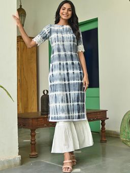 Lavanya The Label - Grey And White Kurta (Set of 2)
