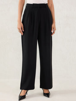 Femmella - Black Straight Fit Trousers