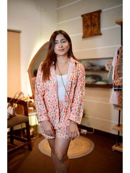 JHAPKI - Floral Printed Shirts and Shorts - Peach