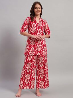 SEPHANI - Women Cotton Co-Ord Set - Red