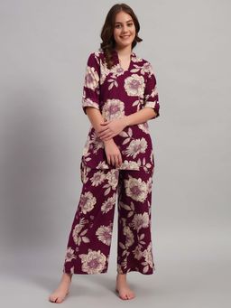 SEPHANI - Women Cotton Co-Ord Set - Wine
