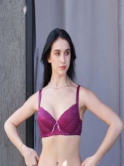 Mieora - Lace & Grace Polka Dots Bra - Magenta