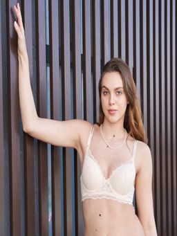 Mieora - Lace & Grace Self Design Bra - Beige