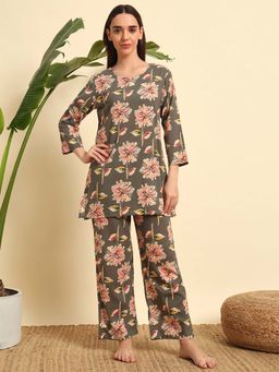 SEPHANI - Women Cotton Co-Ord Set - Grey