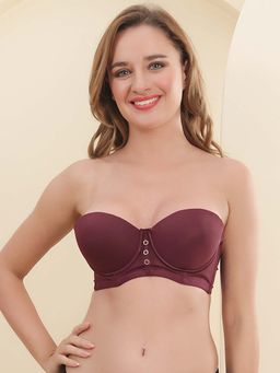 PrettyCat - Women's Smooth Finish Seamless Strapless T-Shirt Bra - Wine
